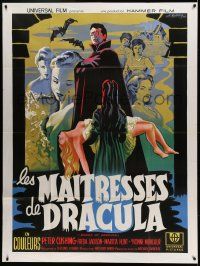 8t643 BRIDES OF DRACULA French 1p R60s Terence Fisher, Hammer horror, cool Koutachy vampire art!