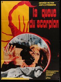 8t656 CASE OF THE SCORPION'S TAIL French 1p '73 cool scorpion art by Faugere + woman attacked!