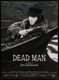 8t679 DEAD MAN French 1p '96 c/u of Johnny Depp in fur coat w/ gun, Jim Jarmusch's mystic western!