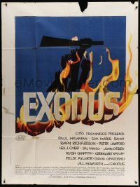 8t701 EXODUS French 1p '61 Otto Preminger, great artwork of arms reaching for rifle by Saul Bass!