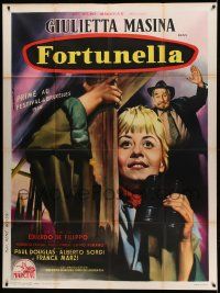 8t719 FORTUNELLA French 1p '57 Jean Mascii art of Giulietta Masina, Fellini, fantasy comedy!