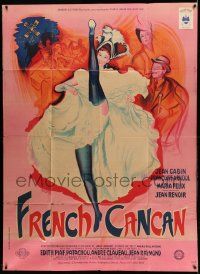 8t723 FRENCH CANCAN style A French 1p '55 Jean Renoir, Moulin Rouge showgirls by Rene Peron, rare!