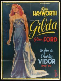 8t737 GILDA French 1p R72 art of sexy Rita Hayworth full-length in sheath dress by Boris Grinsson!