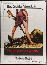 8t738 GIRL & THE GENERAL French 1p '67 art of sexy Virna Lisi's legs & gun standing over soldier!