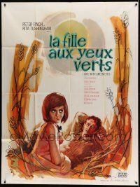 8t740 GIRL WITH GREEN EYES French 1p '65 different Ghirardi art of Rita Tushingham & Peter Finch!