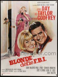 8t741 GLASS BOTTOM BOAT French 1p '66 different Charles Rau art of Doris Day & Rod Taylor!