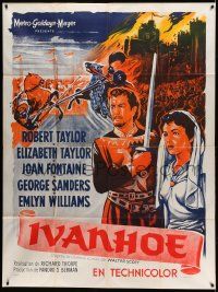 8t776 IVANHOE French 1p R60s different Roger Soubie art of Elizabeth Taylor & Robert Taylor!