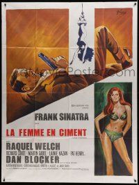 8t794 LADY IN CEMENT French 1p '69 different art of Frank Sinatra & sexy Raquel Welch by Grinsson!