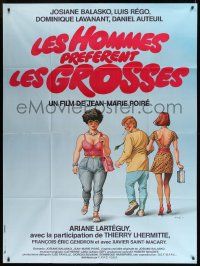 8t804 LES HOMMES PREFERENT LES GROSSES French 1p '81 Sole art of man staring at larger woman!