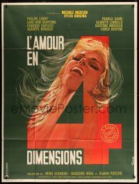 8t816 LOVE IN FOUR DIMENSIONS French 1p '65 great Gonzalez artwork of sexy woman in the title!