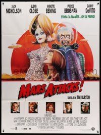 8t831 MARS ATTACKS! French 1p '96 directed by Tim Burton, wacky sci-fi art by Philip Castle!