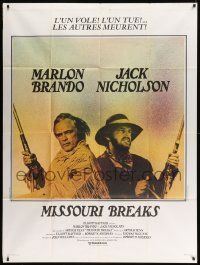 8t835 MISSOURI BREAKS French 1p '76 different image of Marlon Brando & Jack Nicholson by Bourduge!