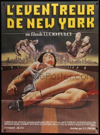 8t850 NEW YORK RIPPER French 1p '82 Lucio Fulci giallo, cool art of killer & female victim on road!