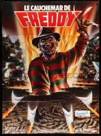 8t853 NIGHTMARE ON ELM STREET 4 French 1p '89 different art of Englund as Freddy Krueger by Melki!