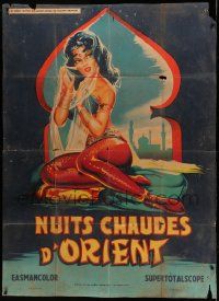8t864 ORIENT BY NIGHT French 1p '62 Notti Calde d'Oriente, different Belinsky art of sexy stripper!