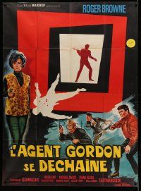 8t869 PASSWORD: KILL AGENT GORDON French 1p '66 different Belinsky art of spy shootout silhouette!