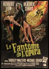 8t871 PHANTOM OF THE OPERA French 1p '62 Hammer horror, cool different art of Lom holding girl!