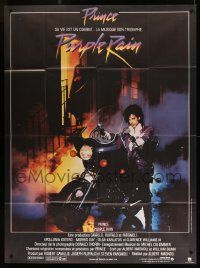 8t882 PURPLE RAIN French 1p '84 great image of Prince riding motorcycle, his first motion picture!