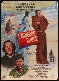 8t889 RED INN French 1p '51 Claude Autant-Lara's L'Auberge Rouge, art of monk Fernandel & snowman!