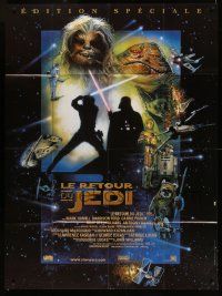 8t893 RETURN OF THE JEDI French 1p R97 George Lucas, cool art by Drew Struzan!