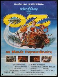 8t894 RETURN TO OZ French 1p '85 Disney, art of young Fairuza Balk w/Tin Man & Scarecrow!
