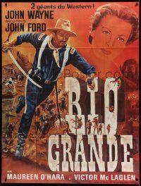 8t897 RIO GRANDE French 1p R60s Faugere art of John Wayne & Maureen O'Hara, directed by John Ford!