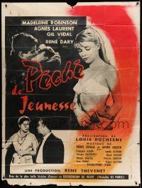 8t914 SINS OF YOUTH French 1p '60 Peche de Jeunesse, sexy Agnes Laurent taking off her clothes!