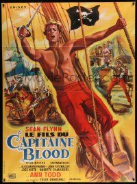 8t919 SON OF CAPTAIN BLOOD French 1p '62 different art of barechested Sean Flynn by Jean Mascii!