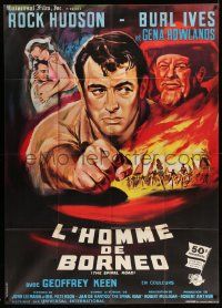 8t923 SPIRAL ROAD French 1p '62 cool different art of Rock Hudson, Gena Rowlands & Burl Ives!
