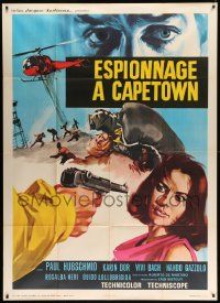 8t926 SPY WITH TEN FACES French 1p '66 art of gun pointed at Karin Dor + cool spy montage!