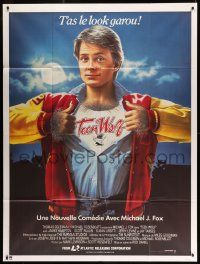 8t945 TEEN WOLF French 1p '86 great artwork of teenage werewolf Michael J. Fox by L. Cowell!
