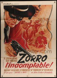 8t978 VIGILANTES ARE COMING French 1p '49 Roger Soubie art of Robert Livingston as Zorro-like hero!