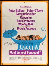 8t984 WHAT'S NEW PUSSYCAT French 1p '66 Siry art of Woody Allen, Peter O'Toole & sexy babes!