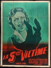 8t987 WHILE THE CITY SLEEPS French 1p R50s art of killer attacking scared victim, Fritz Lang noir!