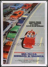 8t417 FERRIS BUELLER'S DAY OFF Italian 1p '87 best different art of Broderick & friends in Ferrari!