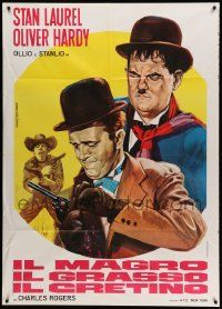 8t426 IL MAGRO IL GRASSO IL CRETINO Italian 1p '70 different Mario Piovano art of Laurel & Hardy!
