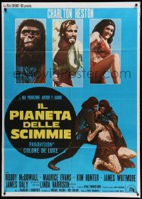 8t450 PLANET OF THE APES Italian 1p R70s Charlton Heston, classic sci-fi, different image!
