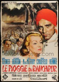 8t453 RAINS OF RANCHIPUR Italian 1p R1960s different Manno art of Lana Turner & Richard Burton!