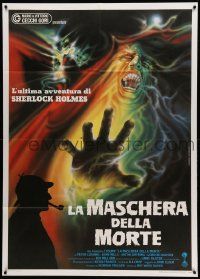 8t458 SHERLOCK HOLMES & THE MASKS OF DEATH Italian 1p '86 silhouette of Cushing + monster art!