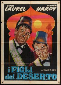 8t461 SONS OF THE DESERT Italian 1p R63 great different art of Stan Laurel & Oliver Hardy!