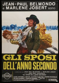 8t466 SWASHBUCKLER Italian 1p '71 Ciriello art of Jean-Paul Belmondo rescuing Marlene Jobert!