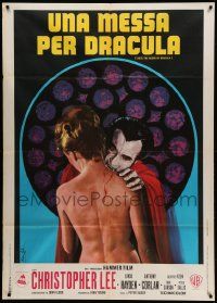 8t468 TASTE THE BLOOD OF DRACULA Italian 1p '71 art of vampire Christopher Lee feeding by Nistri!