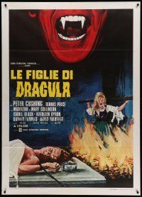8t474 TWINS OF EVIL Italian 1p '72 cool different artwork of sexy vampires by Enzo Nistri!