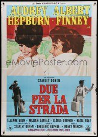 8t475 TWO FOR THE ROAD Italian 1p '67 art of Audrey Hepburn & Albert Finney in bed, Stanley Donen!