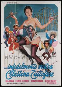 8t492 CELESTINE Italian 2p '74 Jess Franco, great art of sexy half-naked maid with men as puppets!