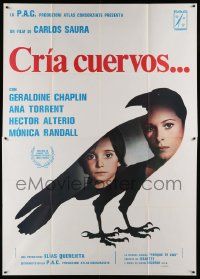 8t497 CRIA Italian 2p '76 cool image of Geraldine Chaplin & Ana Torrent in raven silhouette!
