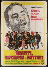 8t502 DOWN & DIRTY Italian 2p '76 Brutti sporchi e cattivi, Symeoni art of Nino Manfredi & cast!