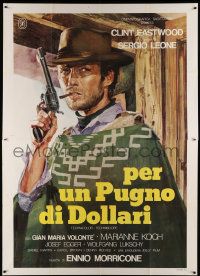 8t515 FISTFUL OF DOLLARS Italian 2p R76 Sergio Leone, great art of Clint Eastwood with gun!