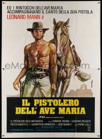 8t518 FORGOTTEN PISTOLERO Italian 2p '69 Sciotti spaghetti western art of barechested Leonard Mann!