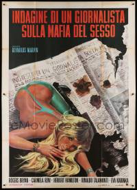 8t525 IDAGINE DI UN GIORNALISTA SULLA MAFIA DEL SESSO Italian 2p '71 art of sexy girl on newspaper!